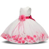 Newborn Baby Girl Christening Gown Tulle Infant Petals Bridal Dresses Toddler Girl First Birthday Party Dresses Baptism Clothes
