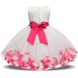 Newborn Baby Girl Christening Gown Tulle Infant Petals Bridal Dresses Toddler Girl First Birthday Party Dresses Baptism Clothes