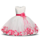 Newborn Baby Girl Christening Gown Tulle Infant Petals Bridal Dresses Toddler Girl First Birthday Party Dresses Baptism Clothes