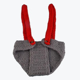 Newborn Baby Girl Boy Lovely Knit Hat + Bow Tie + Overall Photography Prop Suit