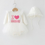 Newborn Baby Dress Long Sleeve Girls Lovly Party Ball Gown Dress with Hats Cotton Autumn Princess Kids Girl Clothes