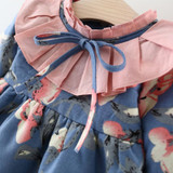 Newborn Baby Dress Spring Flowers Printed Girls Tutu Clothes Long Sleeve Party Dresses for Girls Thicken Winter Baby Clothing