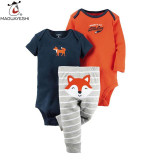 Newborn Baby Clothing Sets Cartoon Print Colorful Girl boy Bodysuit Short Sleeve Cute Rompers fashion Bebe children Costume 3pcs