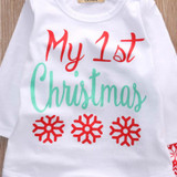 Newborn Baby Boys Girls Tops Romper Pants Hat 3PCS Outfits Set Christmas Clothes