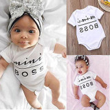 Newborn Baby Boys Girls Mini Boss Cotton Clothes Bodysuit Jumpsuit Outfit Sunsuit Clothes Set