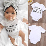 Newborn Baby Boys Girls Mini Boss Cotton Clothes Bodysuit Jumpsuit Outfit Sunsuit Clothes Set