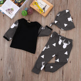 Newborn Baby Boys Baby Girl Infantil Clothes Deer Tops T-shirt +Pants Leggings Hat 3pcs Outfits Set