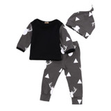 Newborn Baby Boys Baby Girl Infantil Clothes Deer Tops T-shirt +Pants Leggings Hat 3pcs Outfits Set
