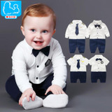 Newborn Baby Boy Rompers 100% Cotton Tie Gentleman Suit Bow Leisure Body Suit Clothing Toddler Jumpsuit Baby Boys Brand Clothes