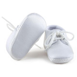 Newborn Baby Boy Or Girl Pure White The Baptism Of Shoes Unique Lace-up Soft Sole Cotton Christening First Walkers