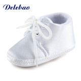 Newborn Baby Boy Or Girl Pure White The Baptism Of Shoes Unique Lace-up Soft Sole Cotton Christening First Walkers