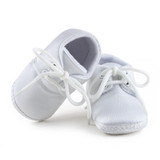 Newborn Baby Boy Or Girl Pure White The Baptism Of Shoes Unique Lace-up Soft Sole Cotton Christening First Walkers