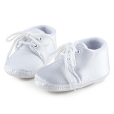 Newborn Baby Boy Or Girl Pure White The Baptism Of Shoes Unique Lace-up Soft Sole Cotton Christening First Walkers
