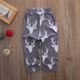 Newborn Baby Boy Infant Clothes Set Deer Romper Tops Long Pants Hat 3PCS Outfit Set Baby Boys Clothes