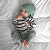 Newborn Baby Boy Girl Long Sleeve T-shirt Striped Tops Long Pants Hat 3PCS Outfits Set Cute Baby Cotton Clothes XMAS GIFT