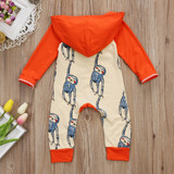 Newborn Baby Boy Girl Hooded Romper Long Sleeve monkey Jumpsuit Clothes Outfit