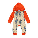 Newborn Baby Boy Girl Hooded Romper Long Sleeve monkey Jumpsuit Clothes Outfit