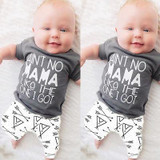 Newborn Baby Boy Girl Clothes Tops Mama Letter Print Cotton T-shirt+Arrow Geometric Pants Leggings 2pcs Outfits Baby Set 0-24M