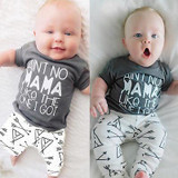 Newborn Baby Boy Girl Clothes Tops Mama Letter Print Cotton T-shirt+Arrow Geometric Pants Leggings 2pcs Outfits Baby Set 0-24M