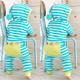 Newborn Baby Boy Girl Clothes Long Sleeve Striped Hooded Romper Jumpsuit Outfits Playsuit
