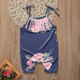 Newborn Baby Boy Girl Clothes Children Summer Sleeveless Floral Romper Tassel Jumpsuit Outfit Casual Sunsuit