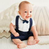 Newborn Baby Boy Bow Tie+T-shirt+Bib Pants Overalls 3PCS Set Outfit Clothes