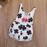 Newborn baby boutique vintage floral romper jumpsuit Girl Bloomer Ruffle Romper Kids clothes matched headband