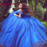 Royal Blue Deluxe Cinderella Princess Prom Dresses 2017 Tulle Ball Gown Quinceanera Gowns With Beading Zipper Sparkling Skirt