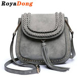 RoyaDong 2017 Shoulder Bags Small Crossbody Bag For Women Handbags PU Leather Rivet Tassel Women Messenger Bag With Weave
