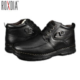 ROXDIA winter snow leather men boots warm fur ankle boot waterproof for father male shoes 39-44 RXM066