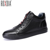 ROXDIA genuine leather men ankle boots snow winter warm fashion work male waterproof for mens shoes plus size 39-48 RXM051