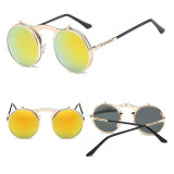 Round Steampunk Sunglasses Retro Punk Eyeglasses Men Women Summer Sunglasses Brand Designer Vintage Circle Glasses D1