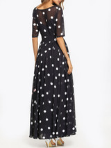 Round Neck  Ruffled Hem  Printed Maxi Dress