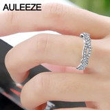 Round Cut Natural Real Diamond Split Shank Ladies Band Certified 14K White Gold Engagement Wedding Anniversary 585 Gold Ring