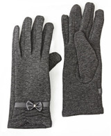 Rouge Detail Gloves With Bow - Grey
