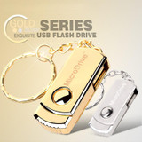 Rotatable Mini USB Silver / Gold Metal Micro Drive 64gb 32gb usb flash drive 16 GB 8gb 4gb memory stick pen drive with key chain