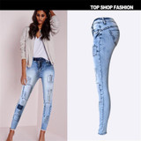 ROSICIL Summer 2016 High Waist Jeans Women Sexy Skinny Jeans Stretch Leggings Slim Pencil Denim Pants Trousers For Women