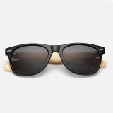 RoShari Vintage Bamboo Wood men Sunglasses Women Brand Designer black and blue UV400 Mirror Sun Glasses men oculos de sol