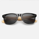 RoShari Vintage Bamboo Wood men Sunglasses Women Brand Designer black and blue UV400 Mirror Sun Glasses men oculos de sol
