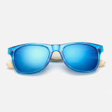 RoShari Vintage Bamboo Wood men Sunglasses Women Brand Designer black and blue UV400 Mirror Sun Glasses men oculos de sol