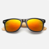 RoShari Vintage Bamboo Wood men Sunglasses Women Brand Designer black and blue UV400 Mirror Sun Glasses men oculos de sol