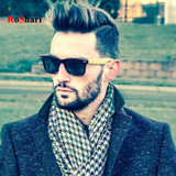 RoShari Vintage Bamboo Wood men Sunglasses Women Brand Designer black and blue UV400 Mirror Sun Glasses men oculos de sol