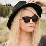 RoShari Vintage Bamboo Wood men Sunglasses Women Brand Designer black and blue UV400 Mirror Sun Glasses men oculos de sol