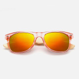RoShari Vintage Bamboo Wood men Sunglasses Women Brand Designer black and blue UV400 Mirror Sun Glasses men oculos de sol