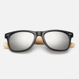 RoShari Vintage Bamboo Wood men Sunglasses Women Brand Designer black and blue UV400 Mirror Sun Glasses men oculos de sol