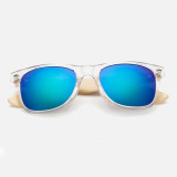 RoShari Vintage Bamboo Wood men Sunglasses Women Brand Designer black and blue UV400 Mirror Sun Glasses men oculos de sol