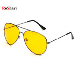 RoShari Vintage Men sunglasses women Brand designer Night Driving women sunglasses men sun glasses yellows gafas oculos de sol