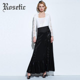 Rosetic Gothic Women Mermaid Skirt Trumpet Black Ankle-Lenghth Spring Burgundy Fall Trumpet Lace-Up Women Trumpet Mermaid Skirts
