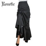 Rosetic Gothic Women Mermaid Skirt Trumpet Black Ankle-Lenghth Spring Burgundy Fall Trumpet Lace-Up Women Trumpet Mermaid Skirts