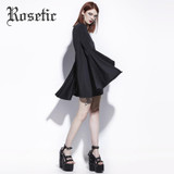 Rosetic Gothic Mini Dress Halloween Black Women Flare Sleeve Autumn Casual Dress Goth Fashion Witch Vampire Gothics Mini Dress